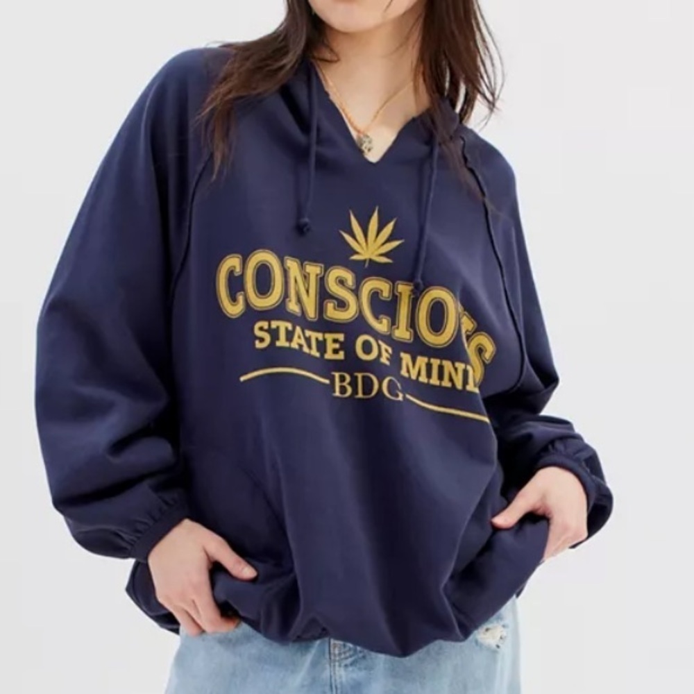 BDG Ryder State Of Mind Navy blue, hooded sweatshirt